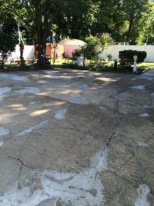 Cracked cement driveway